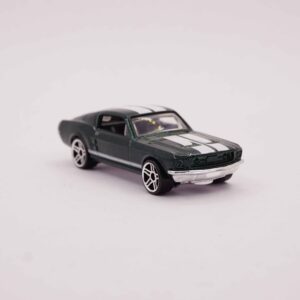 Hot Wheels Premium 1967 Ford Mustang Fastback in dark green with white stripes, Fast and Furious collection die-cast car at RACEiN PARC