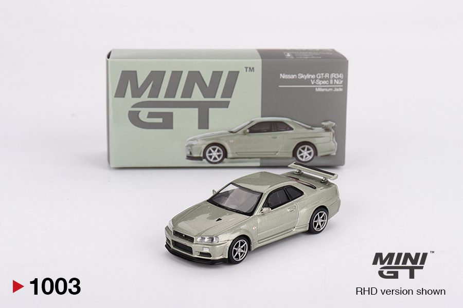 Mini GT 1003 – Nissan Skyline GT-R (R34) V-Spec II Nür – Millennium Jade (1:64) - Image 4