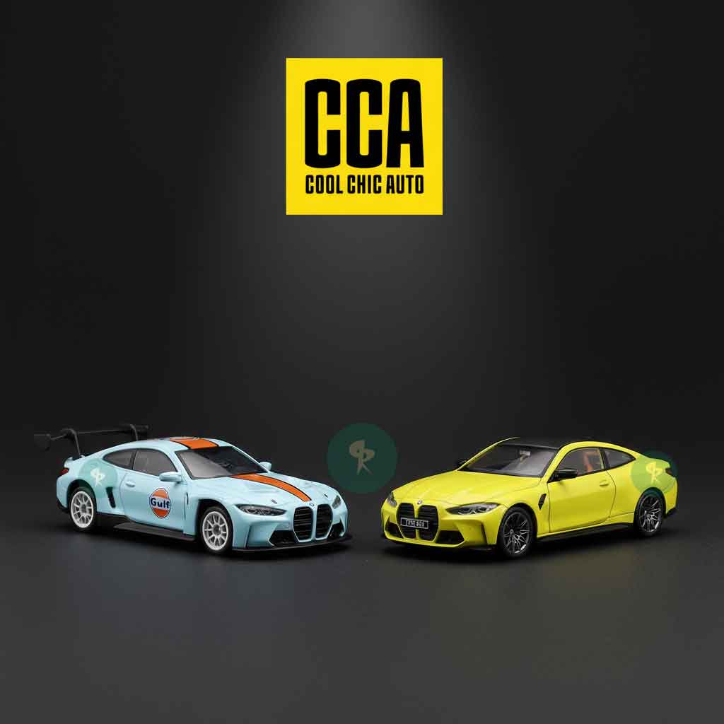 CCA Cool Chic Auto die-cast cars, featuring BMW Gulf Edition and BMW M4 Competition, premium collectible models at RACEiN PARC