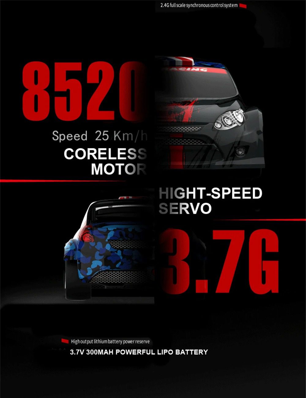 XRacer 24 – 1:24 RWD Drift RC Car with Gyro, Full Proportional Control, LED Ready - Image 6