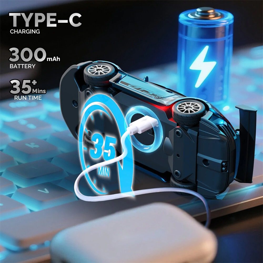 Hstar D43-01 1:43 Mini Drift RC Car – 4WD, Gyro, Alloy Body, LED Lights - Image 4