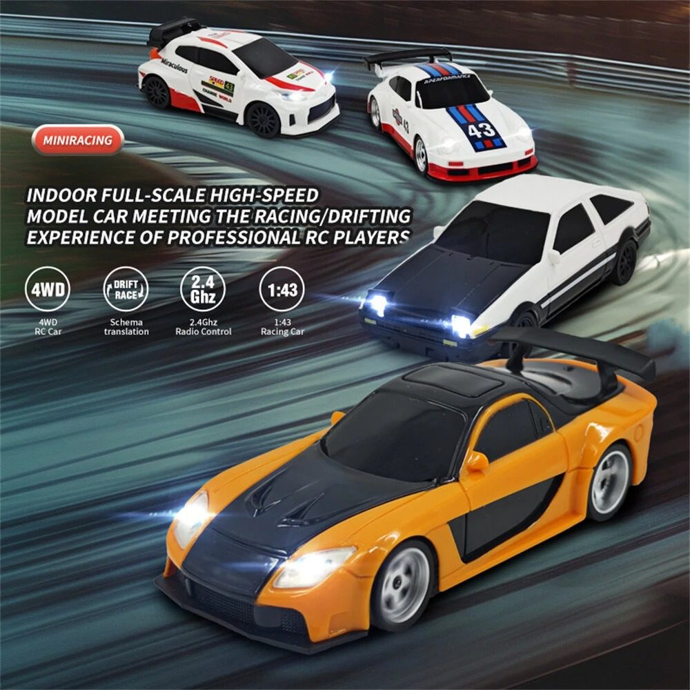 JIABAILE 1:43 Mini Drift RC Car – 4WD LED Desktop Drifter (Gyro / Non-Gyro Options) - Image 2