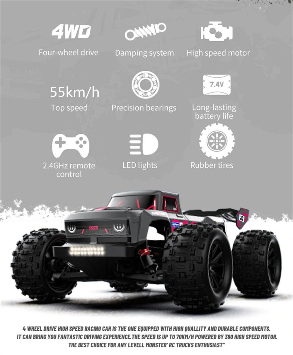 SMRC S910 1:16 RC Car (Brushed) – 35km/h 4WD High-Speed Off-Road Truck - Image 3