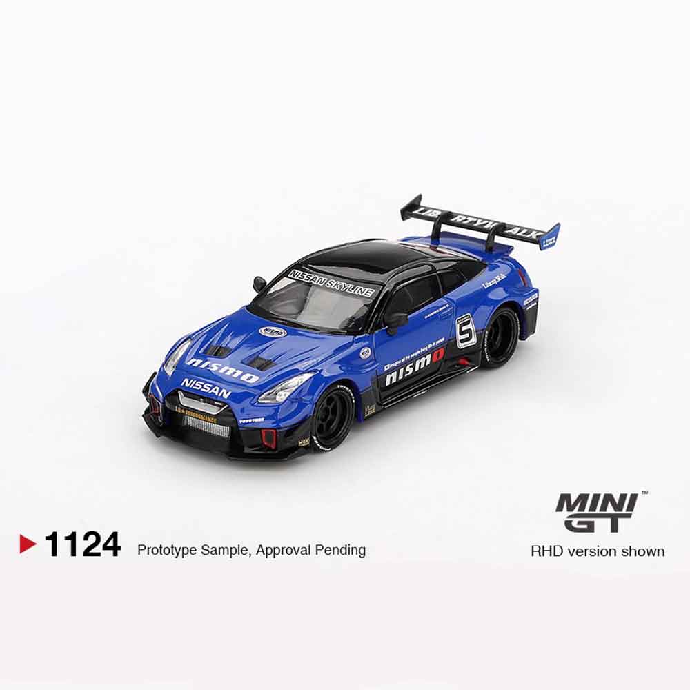 Mini GT 1124 LB-Silhouette WORKS GT Nissan 35GT-RR Ver.2 in blue.