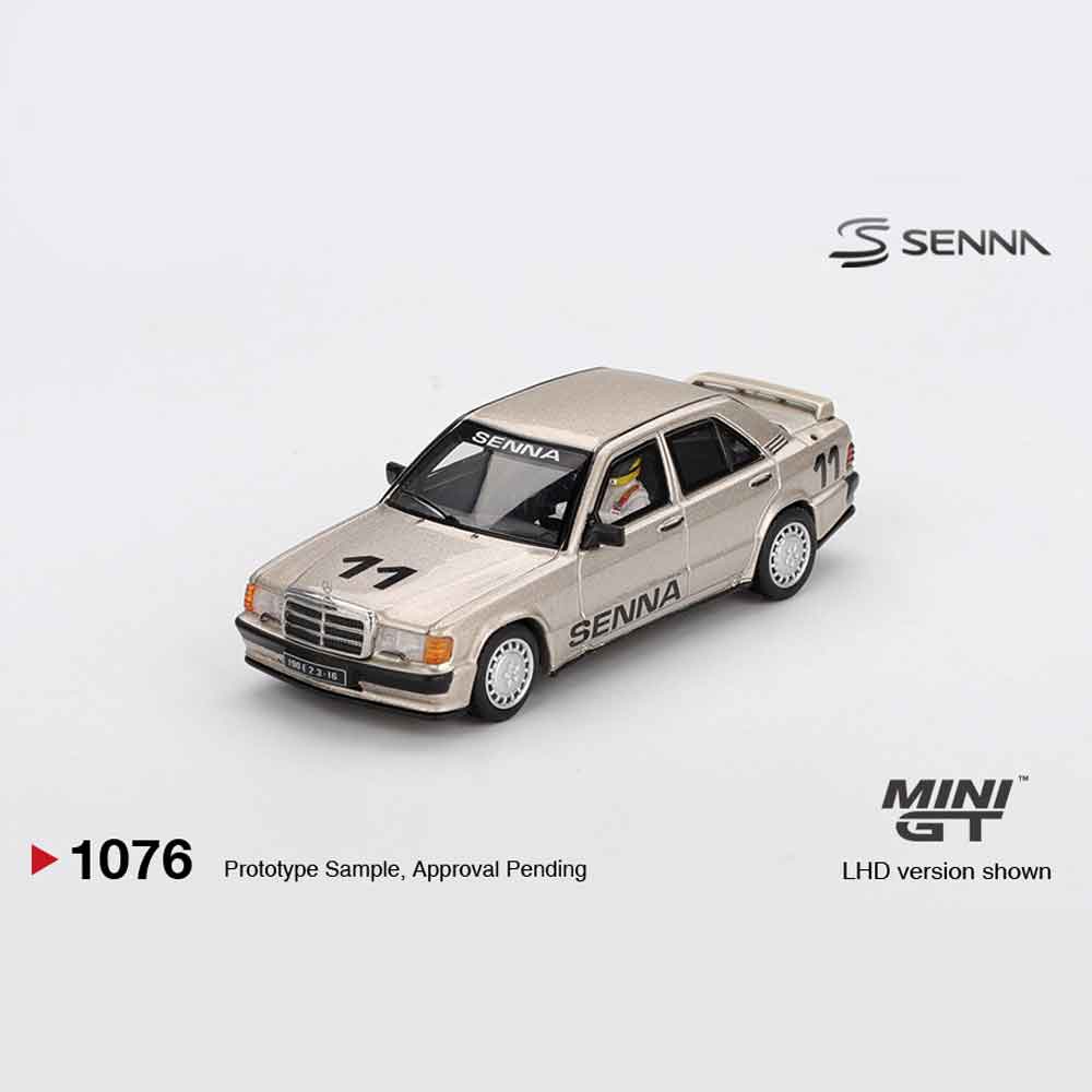 Mini GT 1076 – Mercedes-Benz 190E 2.3-16 #11 Ayrton Senna 1984 Nürburgring Race of Champions w/ Figure – 1:64