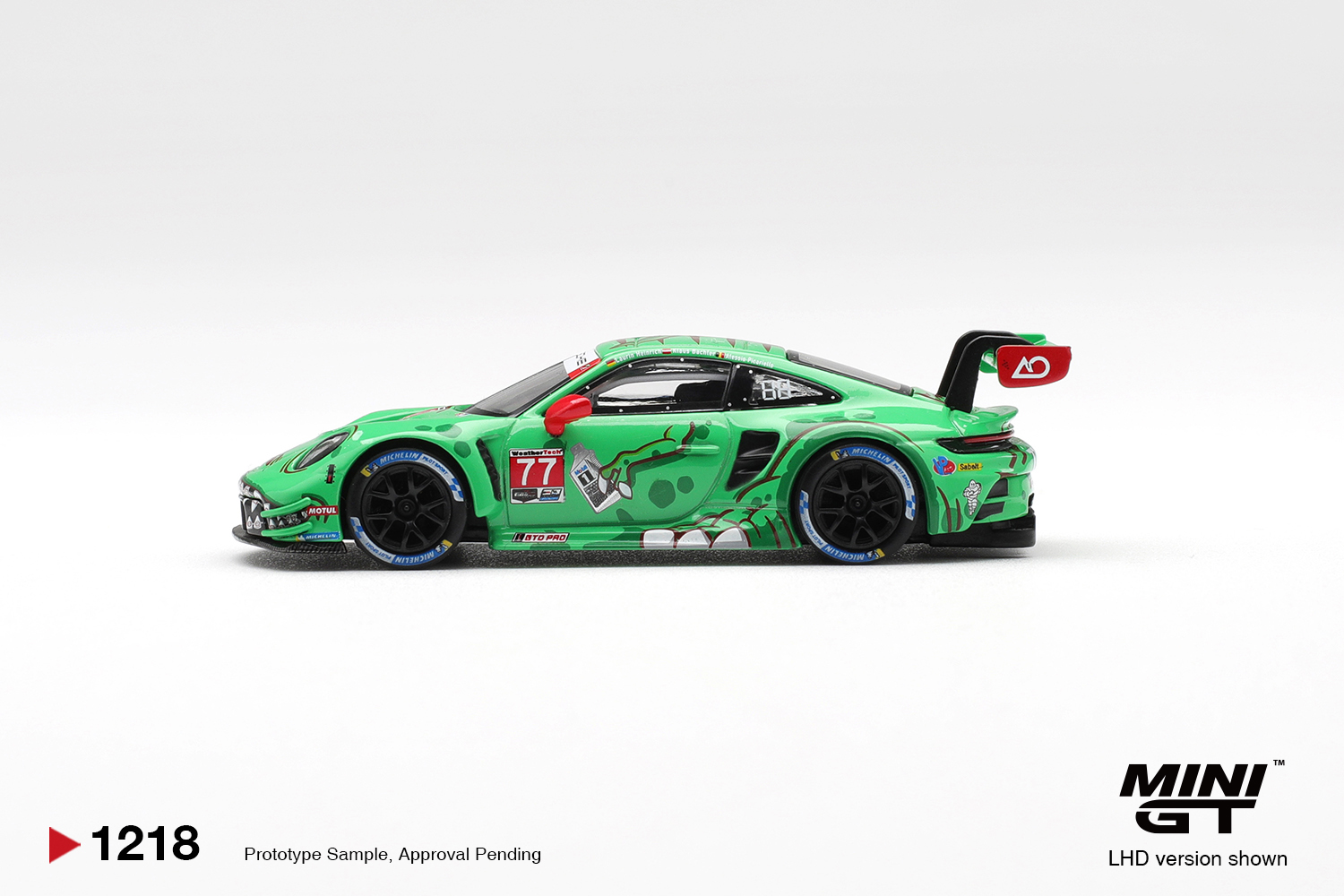 PRE-ORDER – Mini GT 1218 Porsche 911 GT3 R #77 AO Racing Sebring 12H Winner 2025 1:64 - Image 3