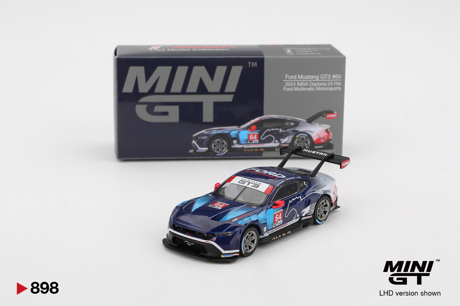 Mini GT 898 – Ford Mustang GT3 #64 Ford Multimatic Motorsports 2024 IMSA Daytona 24 Hrs – 1:64 - Image 4